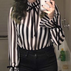 Black and white striped bodysuit